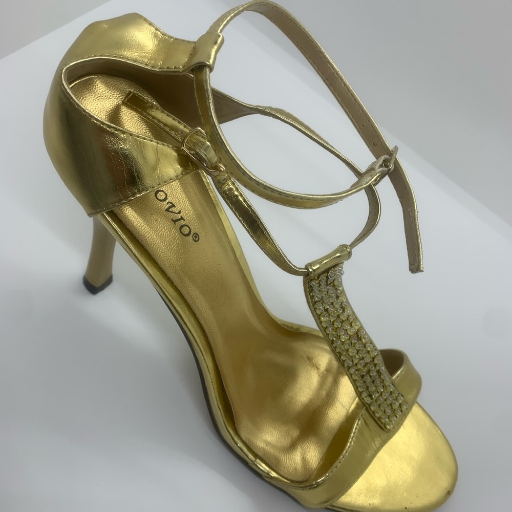 🎉Cute Gold/Rhinestone mid Heel